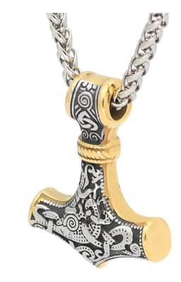 Collar Vikingo Martillo Thor Nordico Hombre Moda Plateado