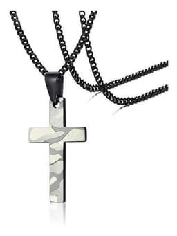 Collar Cruz Militar Black Hombre Mujer Moda Masculina 2022 Plateado