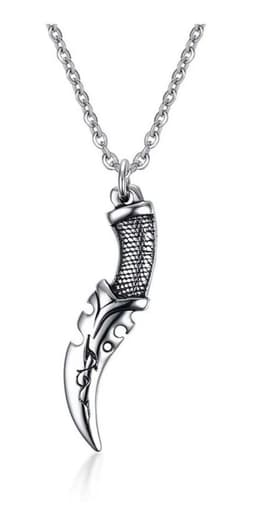 Collar De Daga Acero Inoxidable Hombre Caballeros Moda Plateado