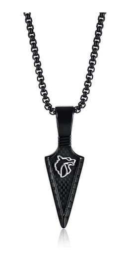 Collar Vikingo Lobo Punta Flecha Black Space Moda Style Negro