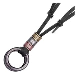 Collar De Cuero Aro Black Hombre Mujer Moda 2020 Negro
