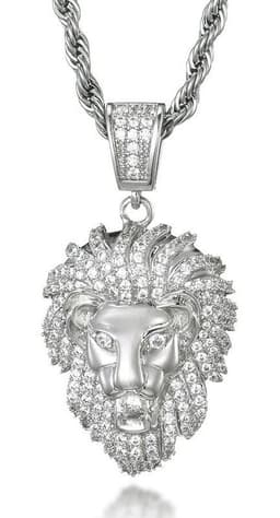 Collar Leon Silver Titan Hombres Caballero Moda 2021 Plateado