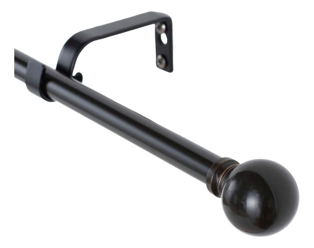 Set Barra para Cortina Simple 13/16 Mm Extensible 200-250 Cm Negro Orb Bola