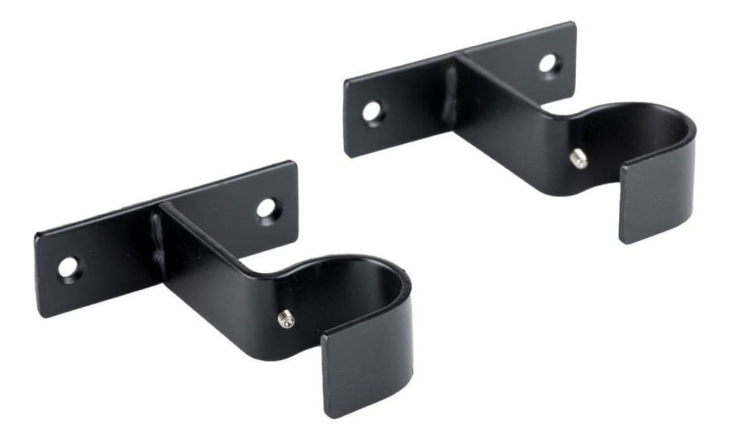Pack 2 Unidades Soporte Simple Muro De Metal Negro 28 Mm