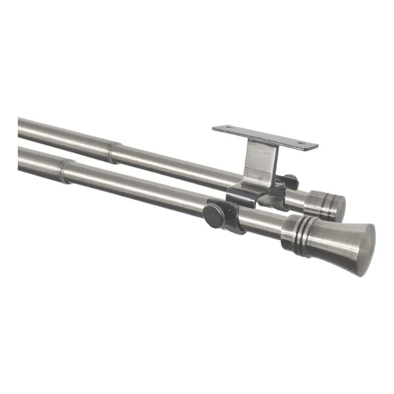 Set Barras para Cortina Doble 16/19 Mm Extensible 170-320 Cm A Techo Satin Conico Gris