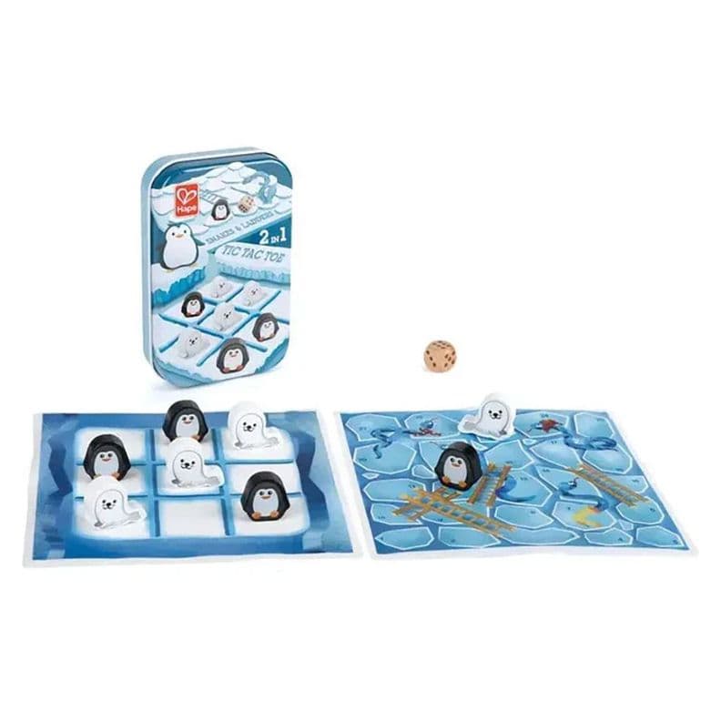 Juego Portatil 2En1 Tic Tac Toe/Escaleras & Serpientes Hape Celeste