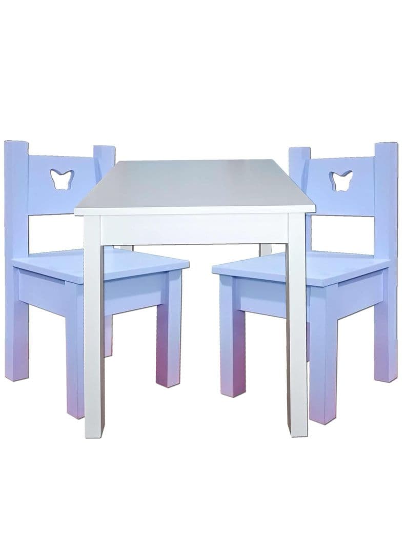 Mesa Infantil Blanca con 2 Sillas Lilas Lila