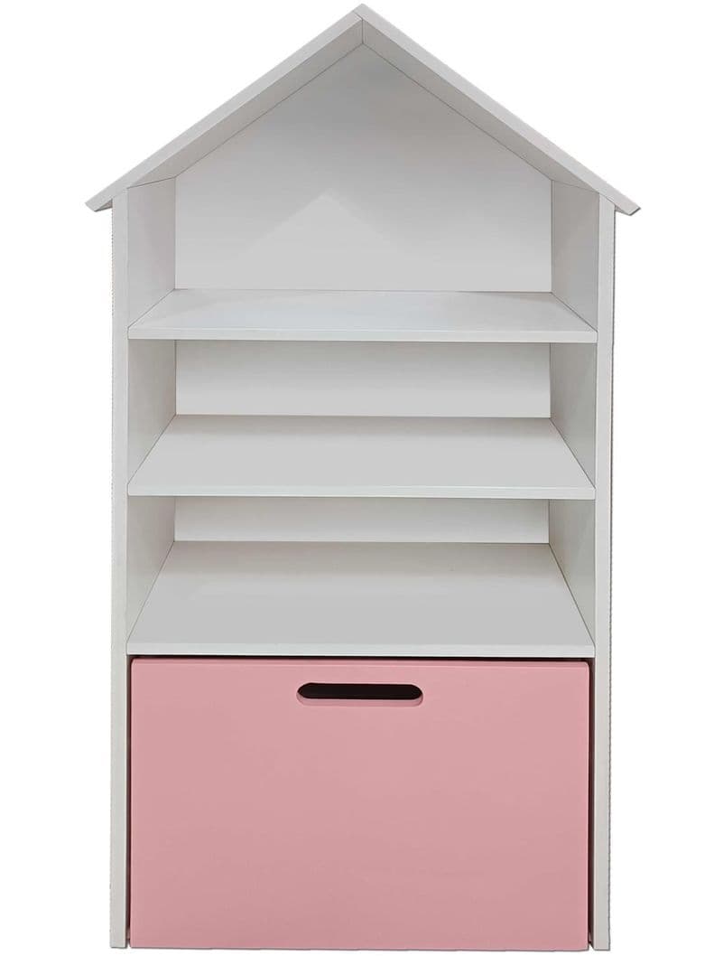 Juguetero Repisa casa Librero Blanco Rosado