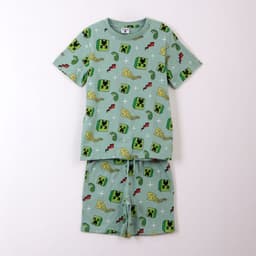 Pijama Manga Corta Nino Minecraft Creepers Verde 10