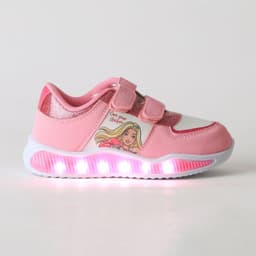 Zapatilla Luces Nina Velcro Brillos Rosado Barbie 24