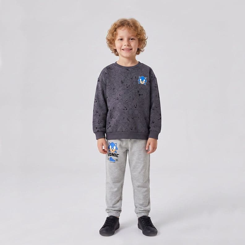 Conjunto Buzo Nino Sonic Full Print Gris 12