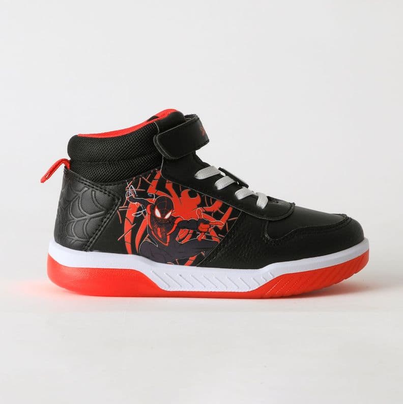 Zapatilla Cana Alta Nino Luces Spiderman Negro Marvel 28
