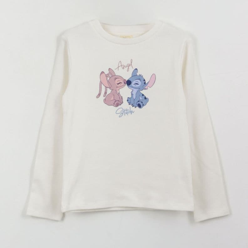 Polera Manga Larga Nina Rib Lilo & Stitch Blanco Disney 8