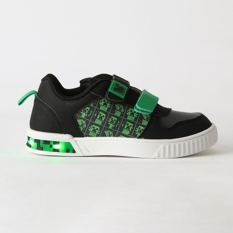 Zapatilla Luces Nino Velcro Print Negro Minecraft 25