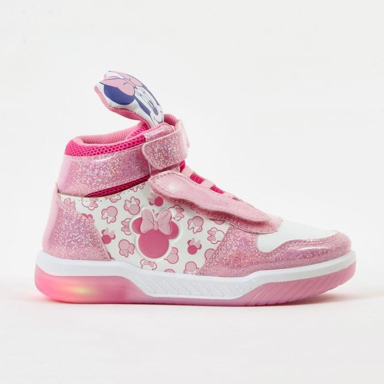 Zapatilla Luces Nina Cana Alta Minnie Rosado Disney 32