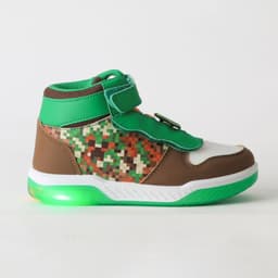 Zapatilla Cana Alta Nino Luces Full Print Verde Minecraft 28
