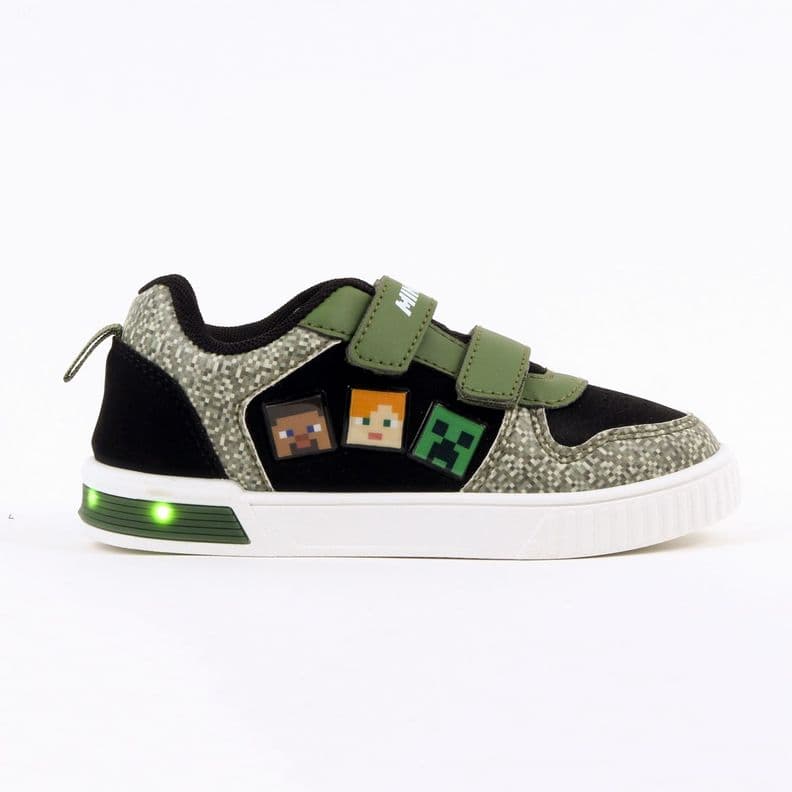 Zapatilla Luces Nino Minecraft Personajes Negro 29