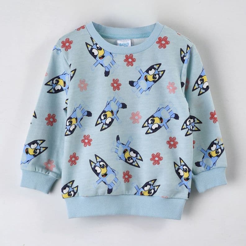 Poleron Cerrado Nina Bluey Full Print Celeste 6