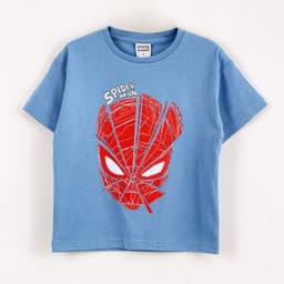Polera Manga Corta Nino Spiderman Marvel Cara Azul 4