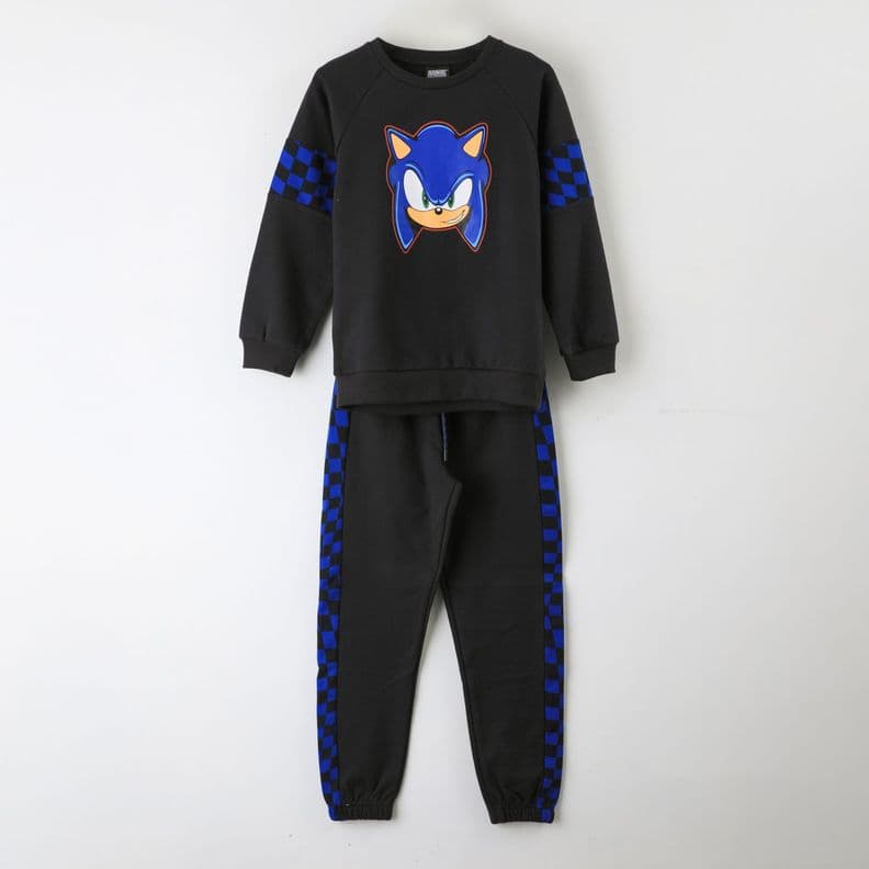 Conjunto Buzo Nino Sonic Ajedrez Negro 8