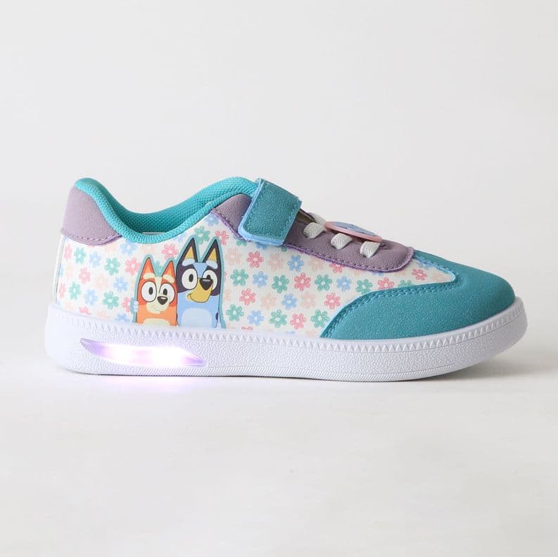 Zapatilla Luces Nina Velcro Celeste Bingo & Bluey 26