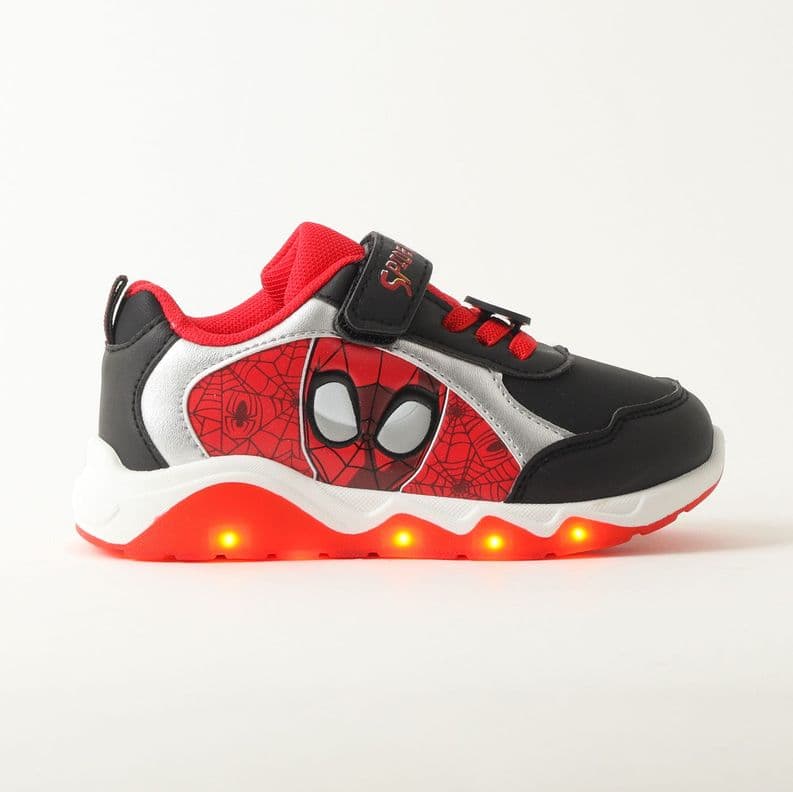 Zapatillas Con Luces Nino Spiderman Details Rojo Marvel 30