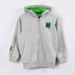 Poleron Abierto Nino Minecraft Creeper Bolsillo Gris 8