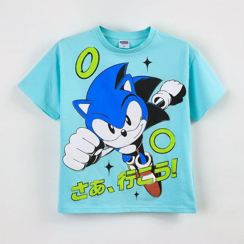 Polera Manga Corta Nino Sonic Anillos Celeste 14