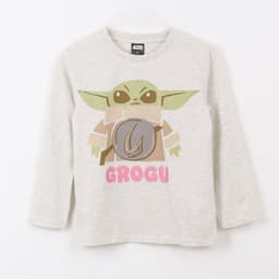 Polera Manga Larga Nina Grogu Gris Star Wars 14