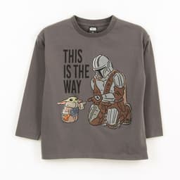 Polera Manga Larga Nino The Mandalorian Gris Star Wars 14