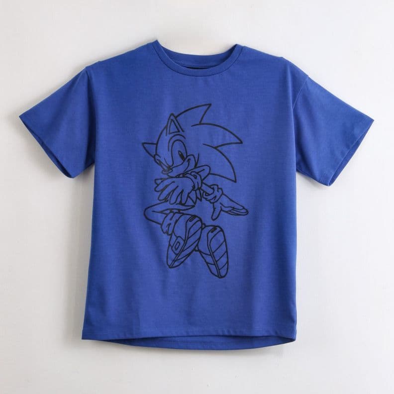 Polera Manga Corta Nino Sonic Outline Azul 14