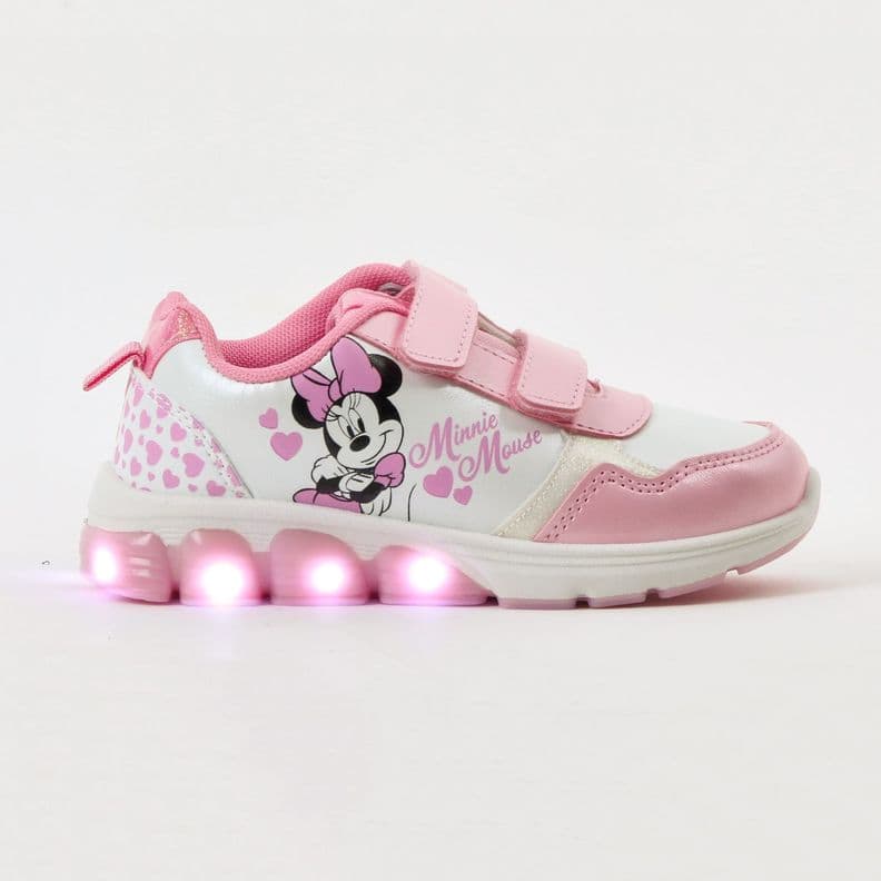 Zapatilla Luces Nina Corazones Minnie Rosado Disney 24