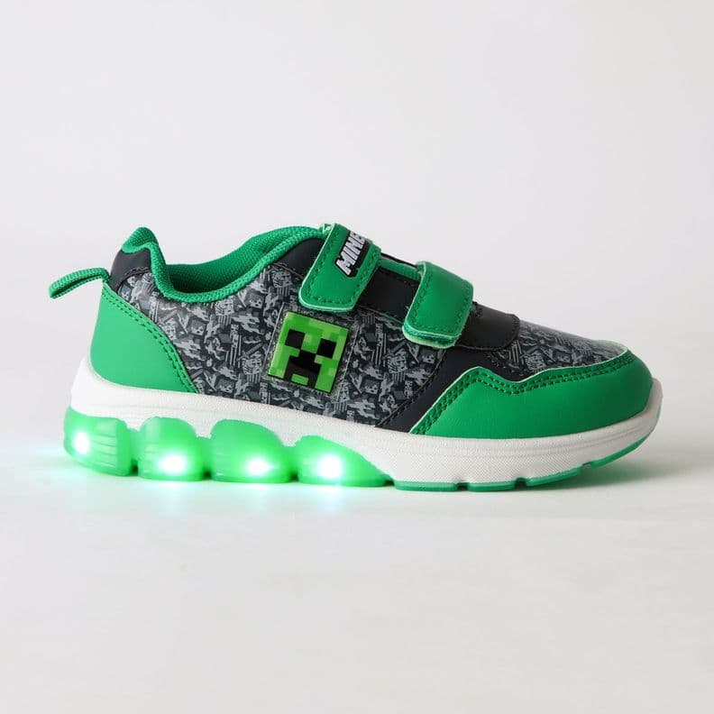 Zapatilla Luces Nino Creeper Gris Minecraft 26