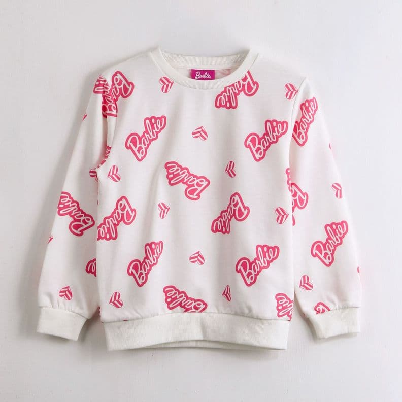Poleron Cerrado Nina Barbie Full Print Blanco 4