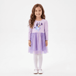 Vestido Tul Nina Bluey Estampado Morado 2