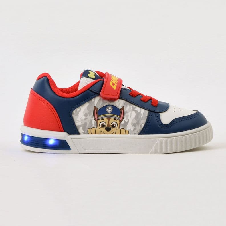 Zapatilla Luces Nino Velcro Chase Azul Paw Patrol Blanco 27