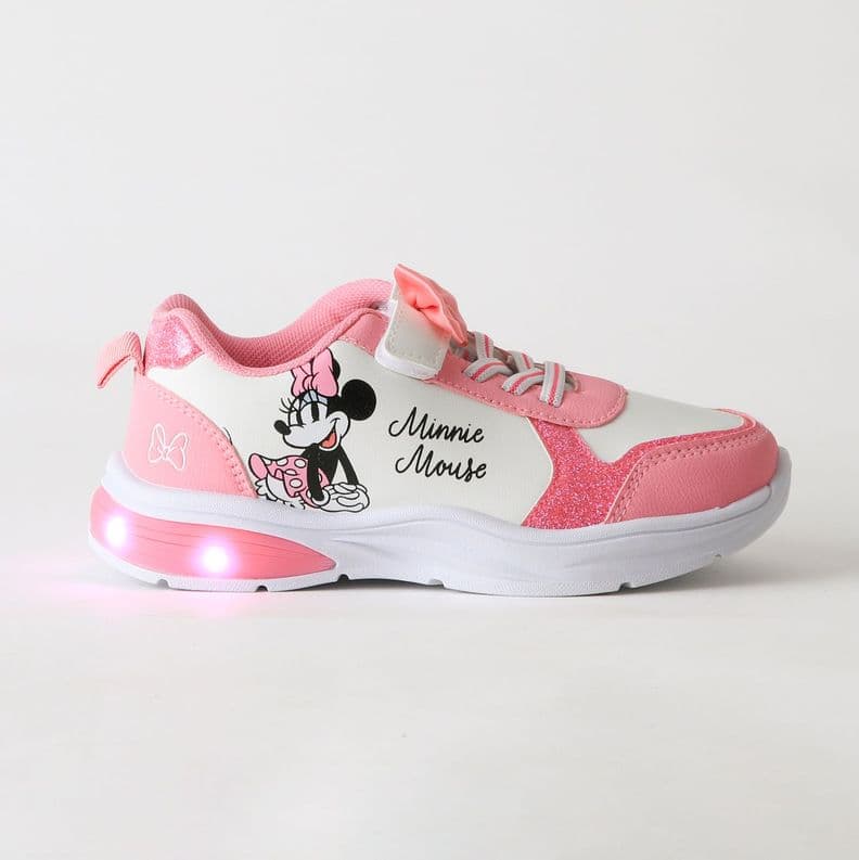 Zapatilla Luces Nina Velcro Mono Minnie Rosado Disney 25
