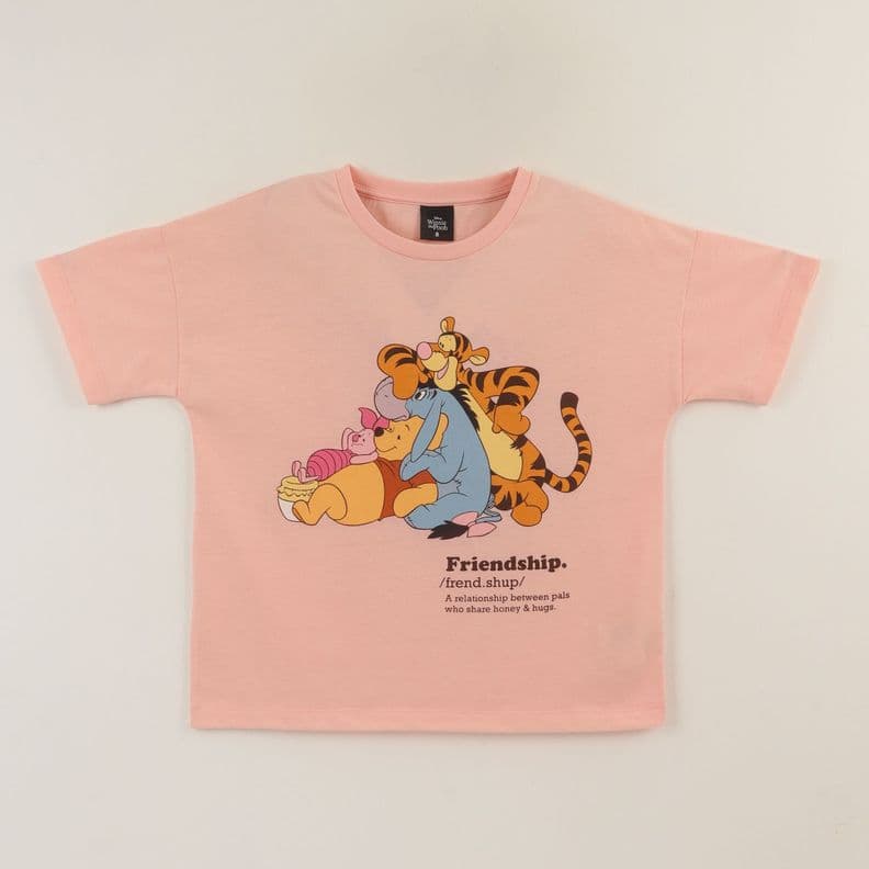 Polera Manga Corta Nina Rosado Winnie & Friends Disney Damasco 8