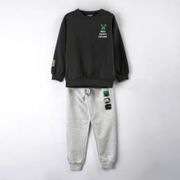Conjunto Buzo Nino Minecraft Built Create Explore Gris 6