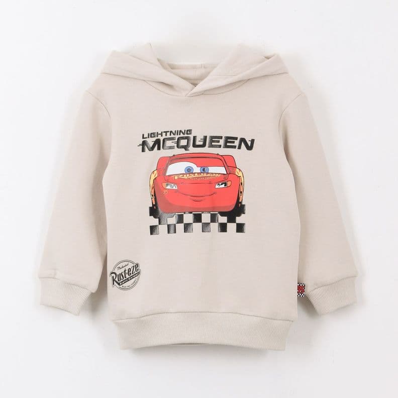 Poleron Cerrado Nino Hoodie Rayo McQueen Cars Beige Disney 2
