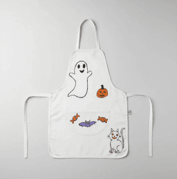 Delantal Halloween de cocina infantil talla unica 3 a 7 anos pintado a mano Beige XS