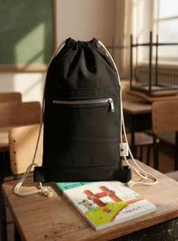 Mochila negra morral de lona multiuso 40x30 cm Negro