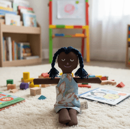 Muneca de Trapo Monica una morena de juego Waldorf & Montessori promueve la Inclusion Educativa