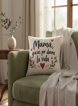 Cojin mama pintado a mano lona 30 cm Dia de la Madre Beige