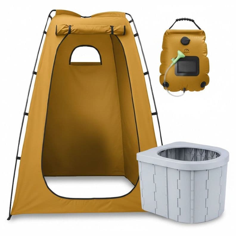 Carpa Probador y Bano Quimico Portatil con Ducha Solar para Camping Amarillo 1