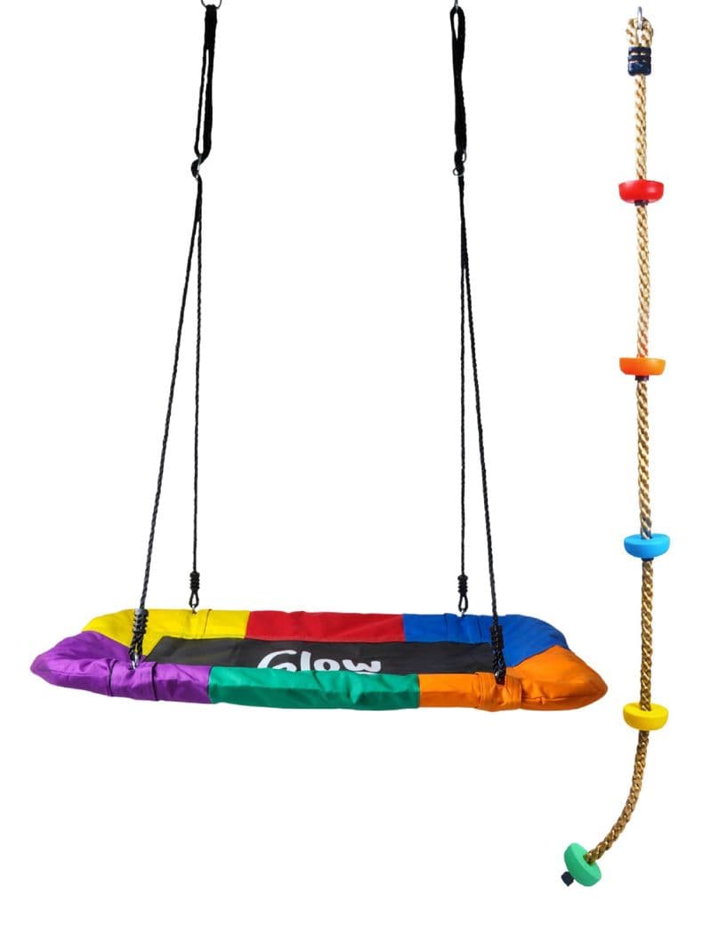 Pack Columpio Hamaca Rectangular + Escalador GlowUp Multicolor Diseno 3