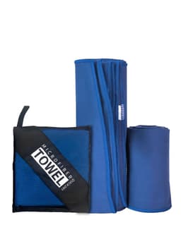 Toallas Microfibra Grande Secado Rapido Pack + Estuche Azul K-fit
