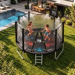 Cama elastica 6ft 183mt edicion ltda con Juegos agua GlowUp Negro