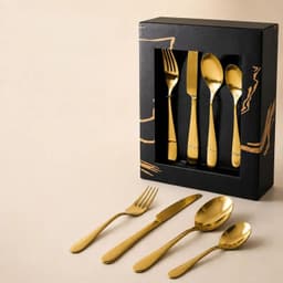 Set de Cubiertos Krons Gold 24 Piezas Cuchilleria Completa Dorado