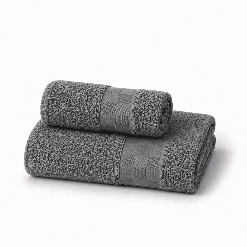 Juego de Toallas Martine Antonella 2 Piezas 100% Algodon 450 gr/m2 Caja de Regalo Gris